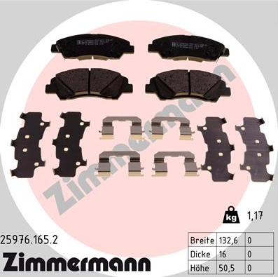 Zimmermann 25976.165.2 - Komplet Pločica, disk-kočnica www.molydon.hr