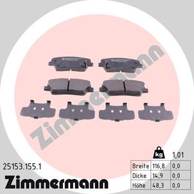 Zimmermann 25153.155.1 - Komplet Pločica, disk-kočnica www.molydon.hr