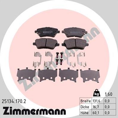 Zimmermann 25134.170.2 - Komplet Pločica, disk-kočnica www.molydon.hr