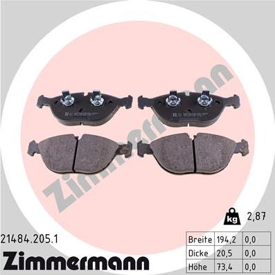 Zimmermann 21484.205.1 - Komplet Pločica, disk-kočnica www.molydon.hr