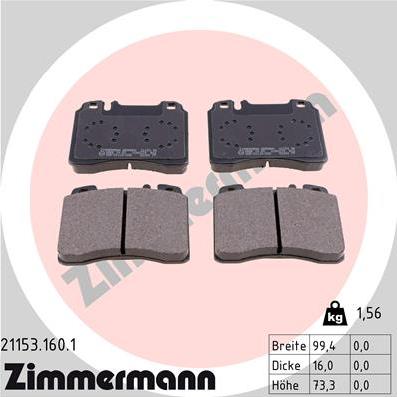 Zimmermann 21153.160.1 - Komplet Pločica, disk-kočnica www.molydon.hr