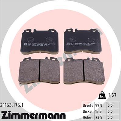 Zimmermann 21153.175.1 - Komplet Pločica, disk-kočnica www.molydon.hr