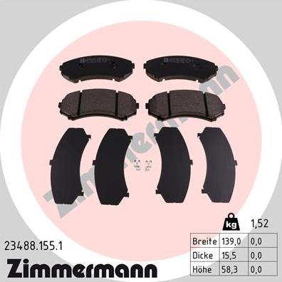 Zimmermann 23488.155.1 - Komplet Pločica, disk-kočnica www.molydon.hr