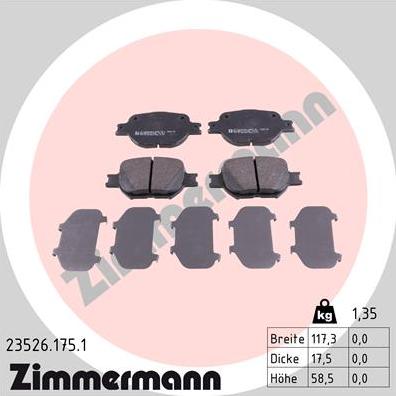Zimmermann 23526.175.1 - Komplet Pločica, disk-kočnica www.molydon.hr