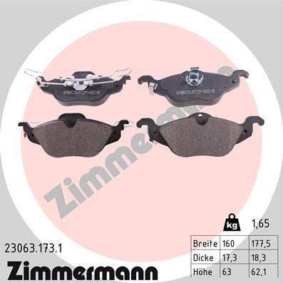 Zimmermann 23063.173.1 - Komplet Pločica, disk-kočnica www.molydon.hr