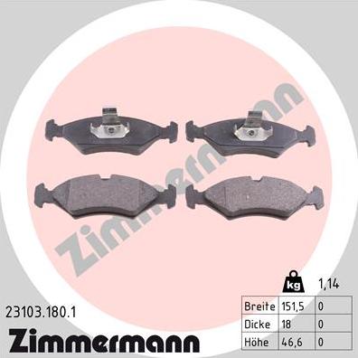 Zimmermann 23103.180.1 - Komplet Pločica, disk-kočnica www.molydon.hr