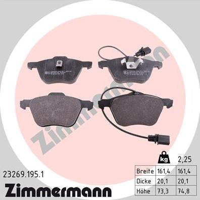 Zimmermann 23269.195.1 - Komplet Pločica, disk-kočnica www.molydon.hr