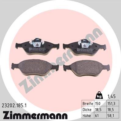 Zimmermann 23202.185.1 - Komplet Pločica, disk-kočnica www.molydon.hr