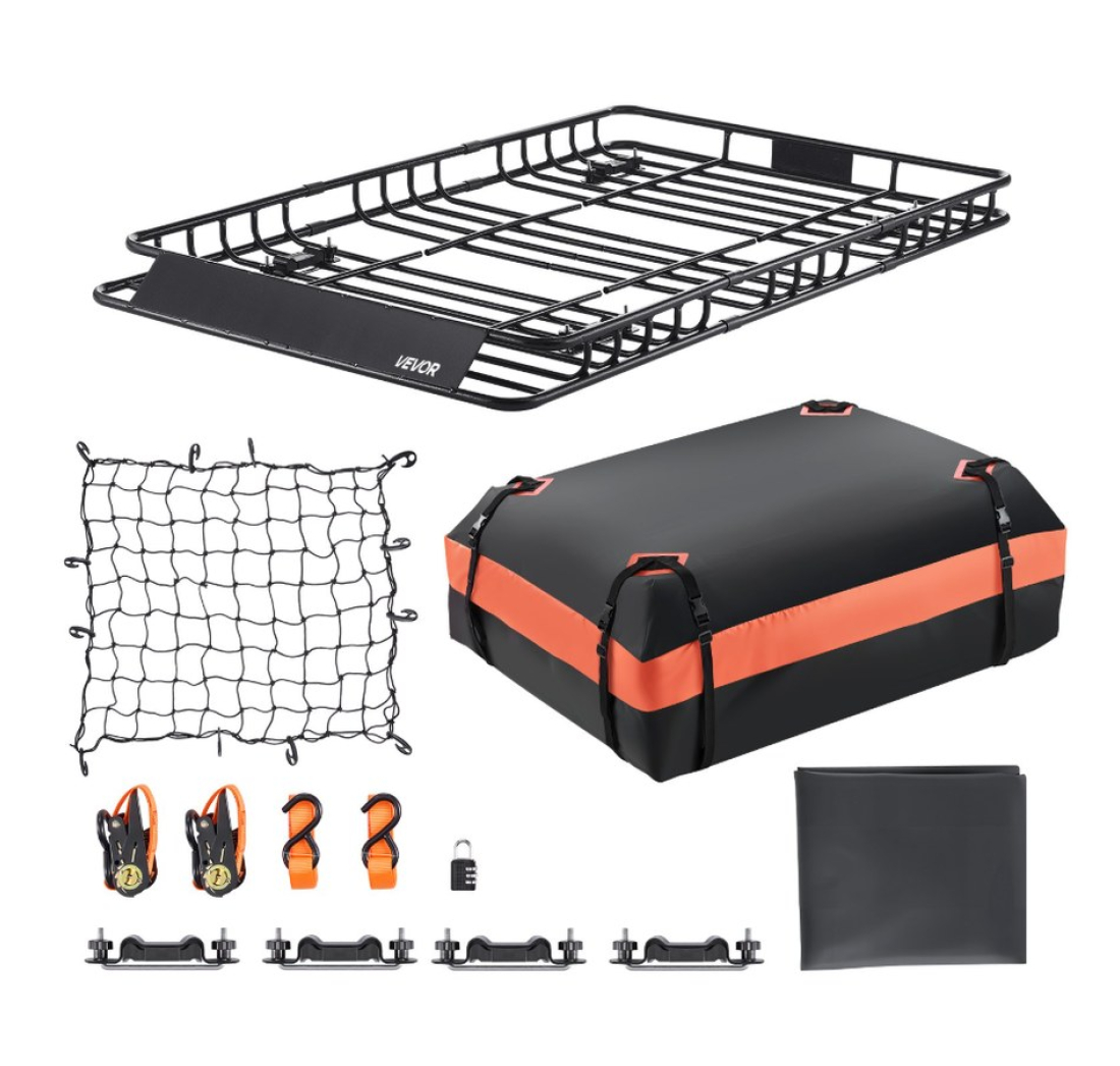 Krovna košara 1625 x 990 x 105 mm - nosivost 113,4 kg, torba, mreža i remeni