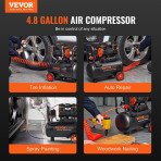 Kompresor za zrak, 18 L, 900 W, dva cilindra, 2,2 CFM pri 6,2 bar