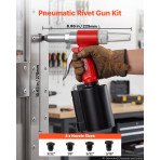 Pneumatski aparat za slijepe zakovice s 4 nastavka 2,4–4,8 mm, vlačna sila 1100 kg