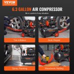 Kompresor za zrak, 24 L, 1450 W, dva cilindra, 3,35 CFM pri 6,2 bar