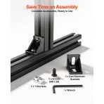 Aluminijski profil 4040 s T-utorom, 4 komada po 2 m (ukupno 8 m'), crni, s priborom