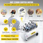 Kompresor za zrak za pneumatski alat i pumpanje guma, 83 L, 2200 W (3 KS), do 8 bara