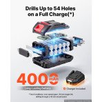 Aku udarna bušilica 20 V, 12,7 mm, 90 N·m, motor bez četkica, baterija 4000 mAh, bušenje i vijčenje