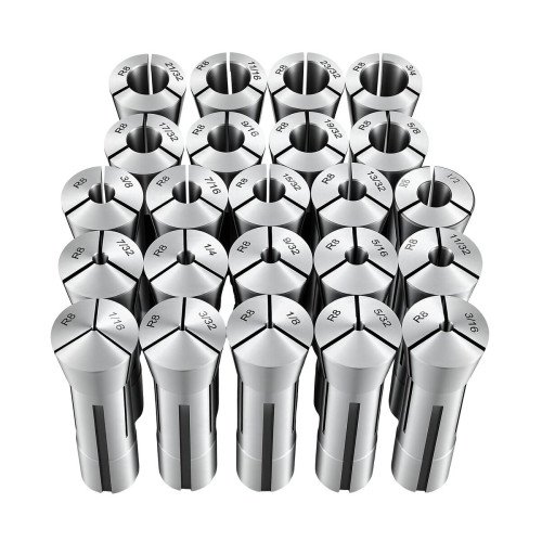 Komplet steznih čahura R8, 23 komada, raspon 1,6–19,1 mm (1/16″–3/4″), TIR 0,02 mm, kutija Komplet steznih čahura R8, 23 komada, raspon 1,6–19,1 mm (1/16″–3/4″), TIR 0,02 mm, kutija