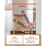 Digitalna magnetna libela 600 mm s osvijetljenim LED zaslonom, točnost ±0,1°, IP54