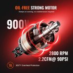 Kompresor za zrak, 18 L, 900 W, dva cilindra, 2,2 CFM pri 6,2 bar