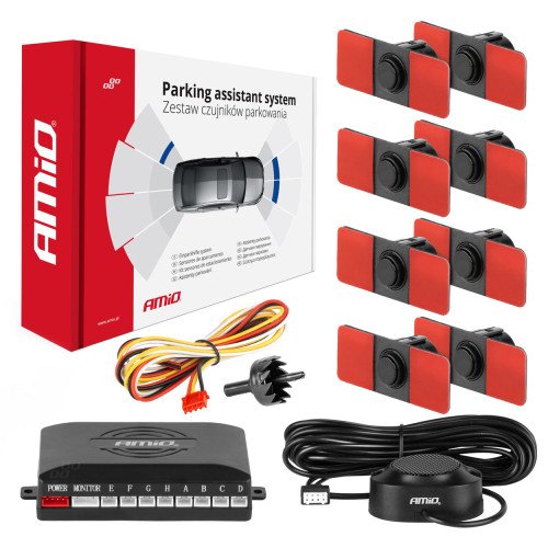 Parking senzori zvučni (buzzer) 8 senzora crni ugradni 16.5mm