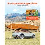 Bočna tenda za vozilo 270°, 12,4 m², suvozačka strana, PU3000, UV50+, aluminijski okvir