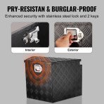 Aluminijski sanduk za rudo prikolice, rebrasti lim, 74 × 41 × 46 cm, nosivost 30 kg, brava