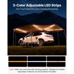 Bočna tenda za vozilo 270° s LED rasvjetom, 12,4 m², vozačka strana, PU3000, UV50+