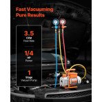 Komplet vakuumske pumpe i manometara za klimu i auto klimu, 99 L/min (3,5 CFM), 180 W