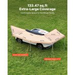 Bočna tenda za vozilo 270° s LED rasvjetom, 12,4 m², vozačka strana, PU3000, UV50+