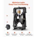 Pneumatska membranska pumpa, do 598 L/min, tijelo od aluminija, za dizel, mazivo i petrolej