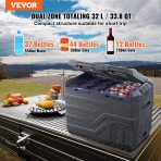 Auto hladnjak s kompresorom, 32 L, dvije komore, hladi i zamrzava od −20 do 20 °C, 12/24 V i 220 V