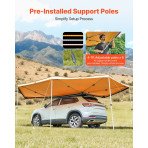 Bočna tenda za vozilo 270° s LED rasvjetom, 12,4 m², vozačka strana, PU3000, UV50+