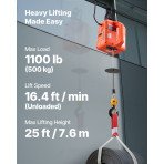 Električna dizalica sa sajlom 500 kg, 1500 W, ručni pogon, masa 11,5 kg