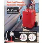 Kolica sa spremnikom za pretakanje goriva, 151,4 L, ručna pumpa, 4 kotača, crvena