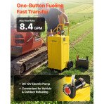 Kolica sa spremnikom za pretakanje dizela, 113,6 L, električna pumpa 12 V, 4 kotača, žuta