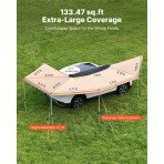 Bočna tenda za vozilo 270°, 12,4 m², suvozačka strana, PU3000, UV50+, aluminijski okvir