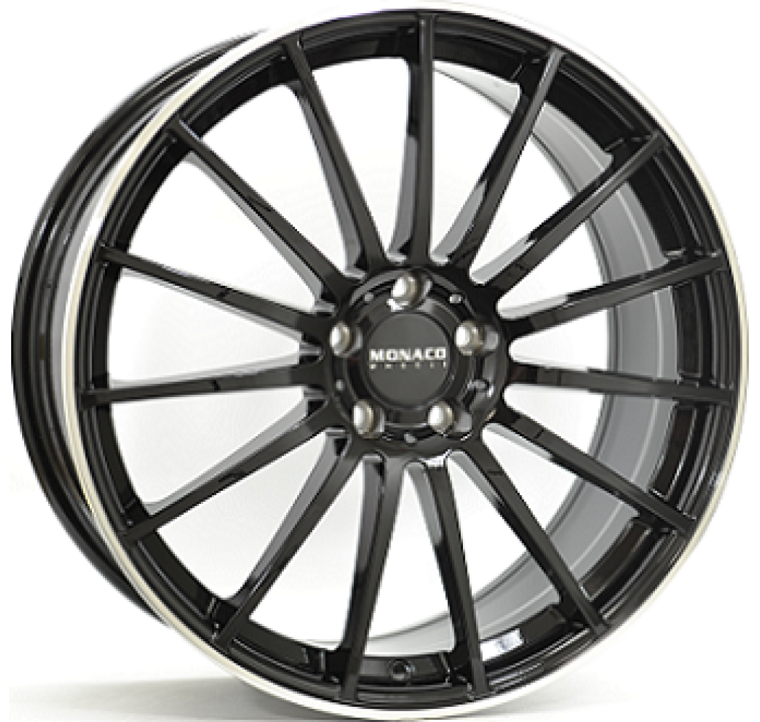 8,5X20 MONACO MC1 5/112 ET35 CH66,5 8,5 20 35 5X112 MONACO 66,5 Gloss Black / Polished lip