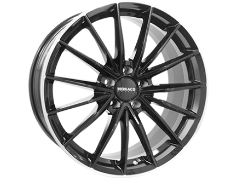 7,5X18 MONACO WHEELS GP14 5/112 E45 CH66,6 7,5 18 45 5X112 MONACO WHEELS 66,6 Gloss Black / Polished lip