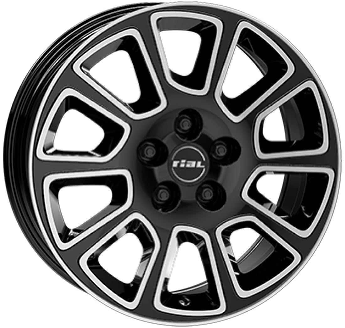 7,5X18 RIAL TRANSPORTER 2 5/160   ET50 CH65,1 Gloss Black / Polished
