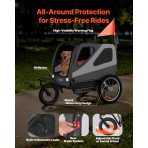Biciklistička prikolica za psa, nosivost 45 kg, 2 u 1 s funkcijom kolica