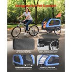 Biciklistička prikolica za psa, nosivost 40 kg, 2 u 1 s funkcijom kolica