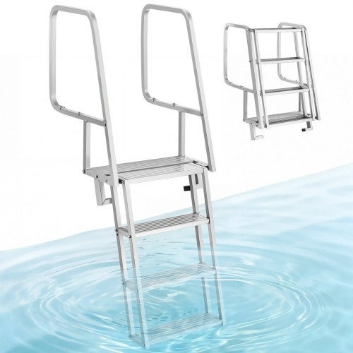 Podizne ljestve za gat i ponton, 4 stupnja, aluminij, nosivost 159 kg, uže za podizanje Podizne ljestve za gat i ponton, 4 stupnja, aluminij, nosivost 159 kg, uže za podizanje