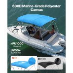 Bimini tenda za brod, 80 W, 4 luka, 244 × 137 cm, pacifik plava