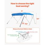 Bimini tenda za brod, 80 W, 4 luka, 244 × 137 cm, pacifik plava