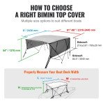 Bimini tenda za brod, 8 L, 92 W, od aluminija