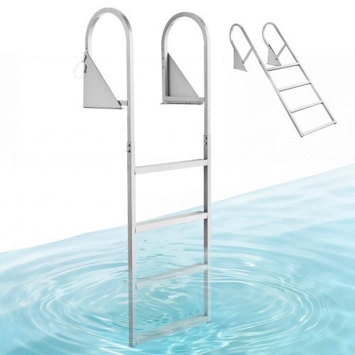 Ljestve za pristanište za 4 stube, od aluminija, nosivost 159 kg Ljestve za pristanište za 4 stube, od aluminija, nosivost 159 kg