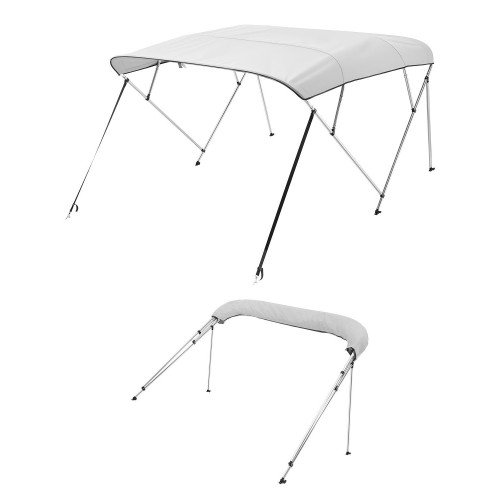 Bimini tenda za čamac na 4 luka s aluminijskim okvirom, 244 cm dužina, 216–229 cm širina
