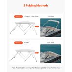 Bimini tenda za brod, 74 W, 4 luka, 244 × 137 cm