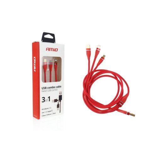 USB KABLOVI ZA PUNJENJE COMBO 3U1 AMIO USB KABLOVI ZA PUNJENJE COMBO 3U1 AMIO