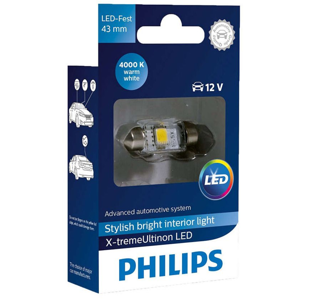 PHILIPS AUTO ŽARULJA LED 10,5X43mm 4000K/12V X-Treme Vision