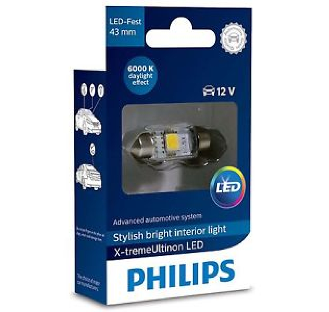 PHILIPS AUTO ŽARULJA LED 10,5X43mm 6000K/12V X-Treme Vision